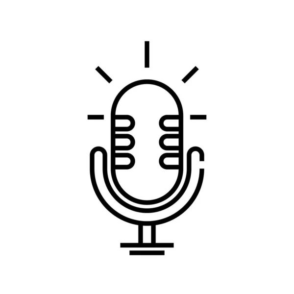 Icône de ligne de microphone, signe de concept, illustration vectorielle de contour, symbole linéaire . — Image vectorielle