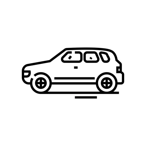 미니밴 카 라인 아이콘, 컨셉트 사인, 윤곽 벡터 일러스트, 선형 심볼. — 스톡 벡터