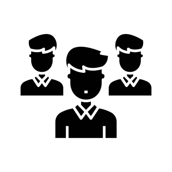 Manager aziendali icona nera, illustrazione concettuale, simbolo piatto vettoriale, segno di glifo . — Vettoriale Stock