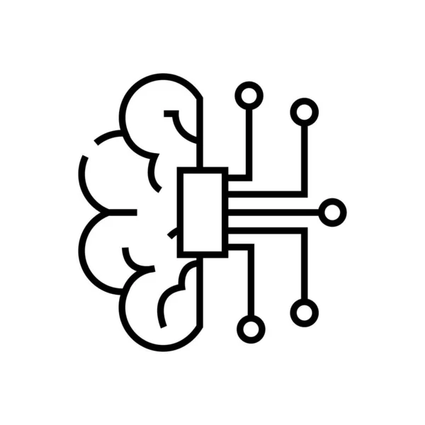 Icône de ligne de processeur intellectuel, signe conceptuel, illustration vectorielle de contour, symbole linéaire . — Image vectorielle