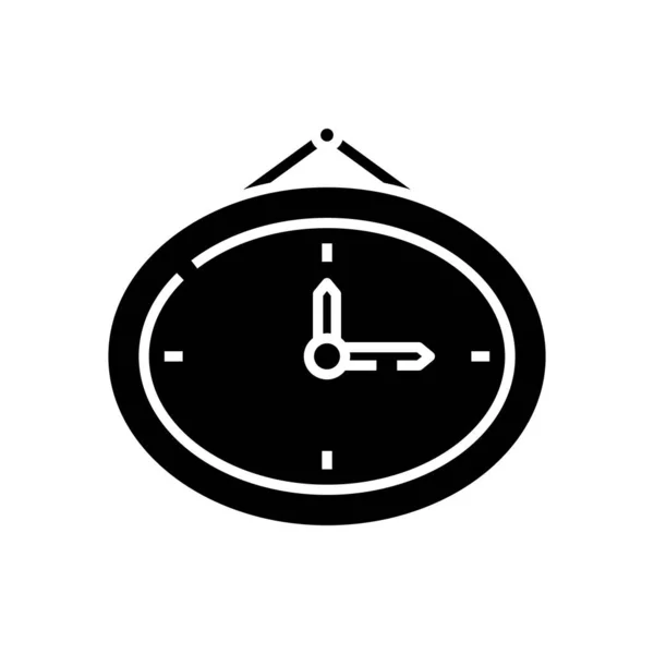 Relógio ícone preto, ilustração conceito, símbolo plano vetorial, sinal de glifo . —  Vetores de Stock