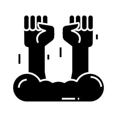 Cloud power black icon, concept illustration, vector flat symbol, glyph sign.