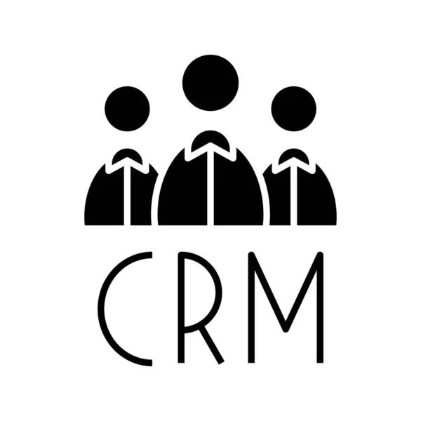 Ícone preto da equipe Crm, ilustração do conceito, símbolo liso do vetor, sinal do glifo . —  Vetores de Stock