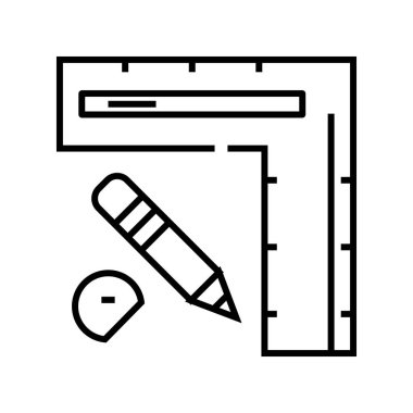 Ölçüm aracı satır simgesi, konsept işareti, özet vektör illüstrasyonu, doğrusal sembol.