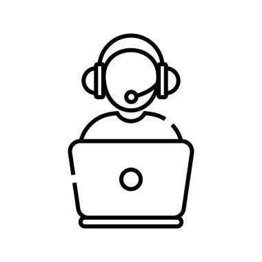 Yönetici çalışma çizgisi simgesi, kavram işareti, özet vektör çizimi, doğrusal sembol.