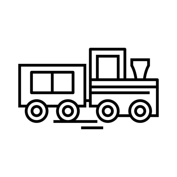 Pequeño icono de línea de tren, signo de concepto, ilustración de vectores de contorno, símbolo lineal . — Vector de stock