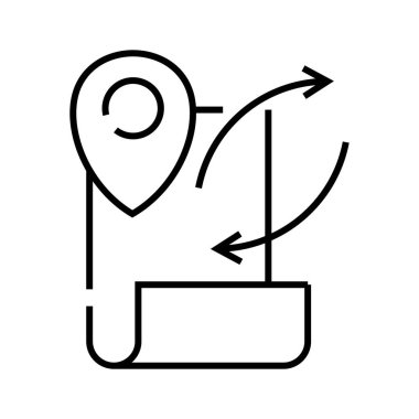 Konum yolu simgesi, konsept işareti, dış hat vektör çizimi, doğrusal sembol.