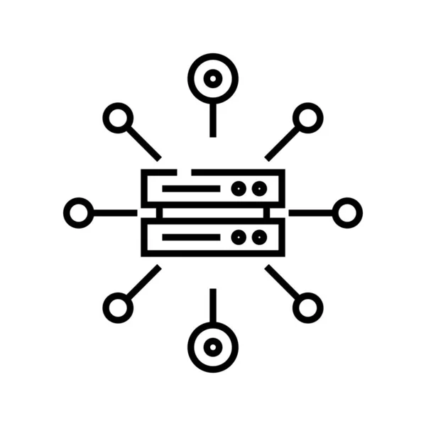 Icône de ligne de système de liaison, signe de concept, illustration vectorielle de contour, symbole linéaire . — Image vectorielle