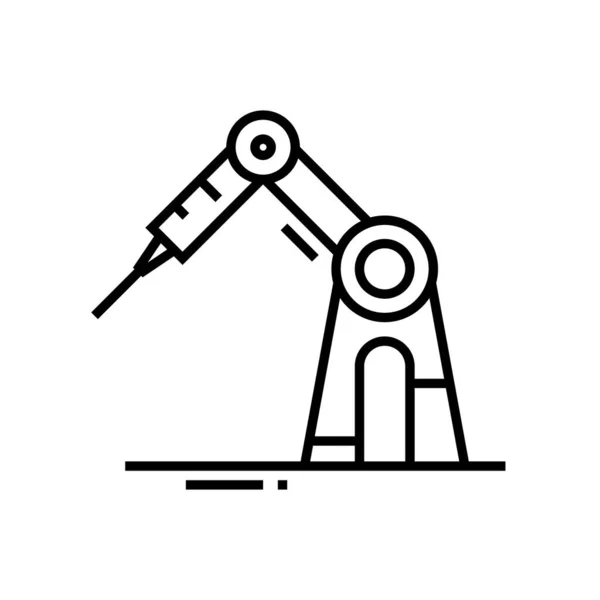 Mining indusrty bot line icon, concept sign, outline vektor illustration, linear symbol. — Stockvektor