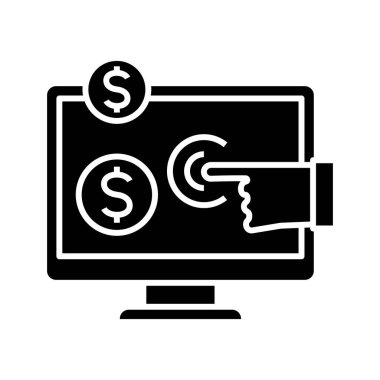 Para birimi seçimi simgesi, konsept illüstrasyon, vektör düz sembol, kabartma işareti.