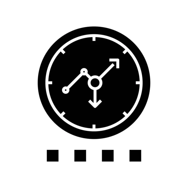 Horloge icône noire, illustration de concept, symbole plat vectoriel, signe de glyphe . — Image vectorielle