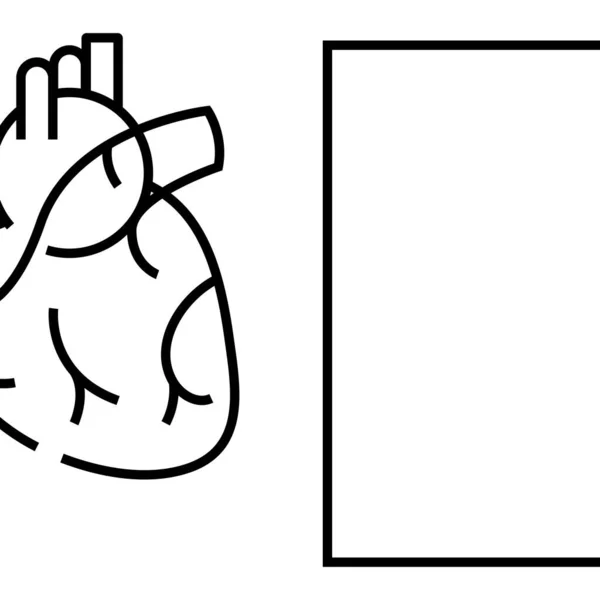 Órgano interno el icono de la línea del corazón, signo de concepto, ilustración del vector de contorno, símbolo lineal . — Archivo Imágenes Vectoriales