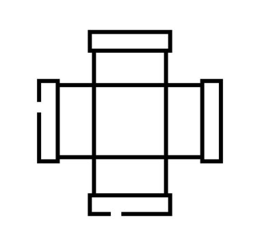 Yağ boru hattı simgesi, kavram işareti, ana hatlı vektör çizimi, doğrusal sembol.