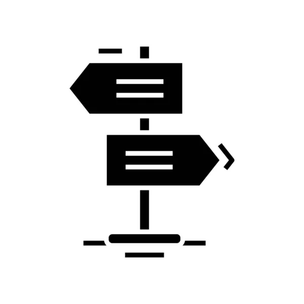 Guia de destino ícone preto, ilustração conceito, símbolo plano vetorial, sinal de glifo . — Vetor de Stock
