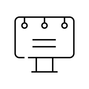 Açık hava reklam çizgisi simgesi, kavram işareti, taslak vektör çizimi, doğrusal sembol.