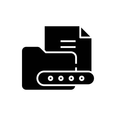 Dosya erişimi siyah simge, konsept illüstrasyon, vektör düz sembol, kabartma işareti.