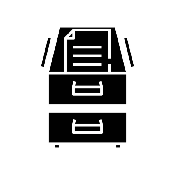 Cas du document icône noire, illustration de concept, symbole plat vectoriel, signe de glyphe . — Image vectorielle
