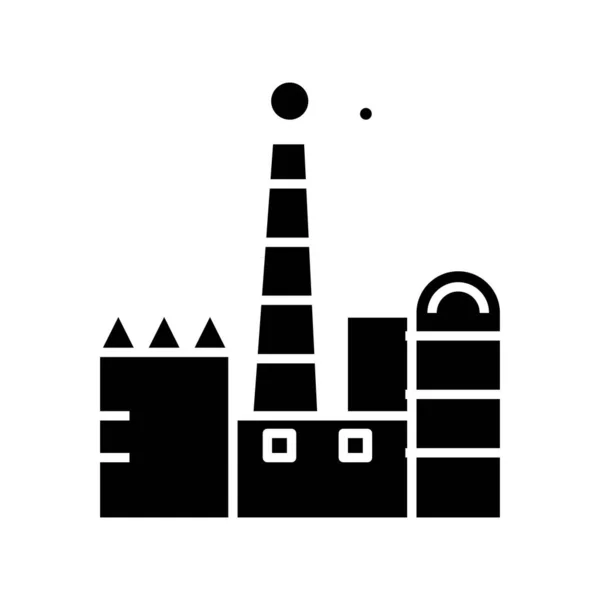 Icône noire d'usine, illustration de concept, symbole plat vectoriel, signe de glyphe . — Image vectorielle