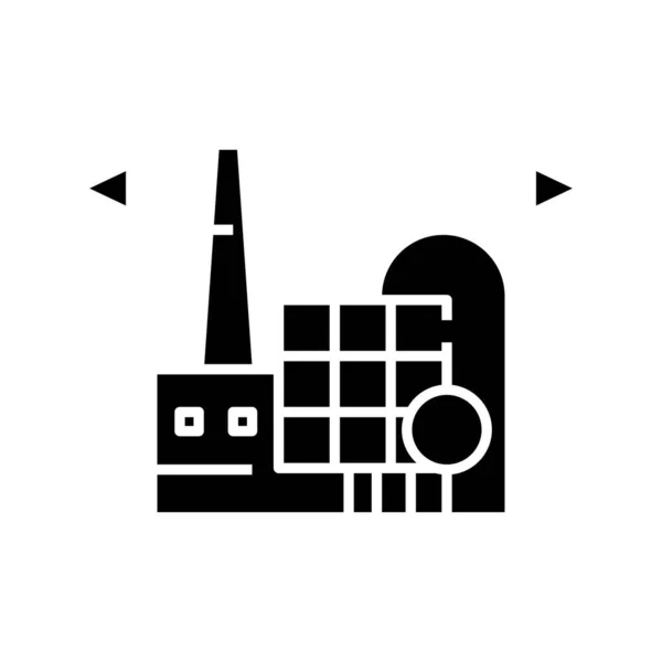 Öko-Industrie schwarzes Symbol, Konzeptillustration, Vektor flaches Symbol, Glyphen-Zeichen. — Stockvektor