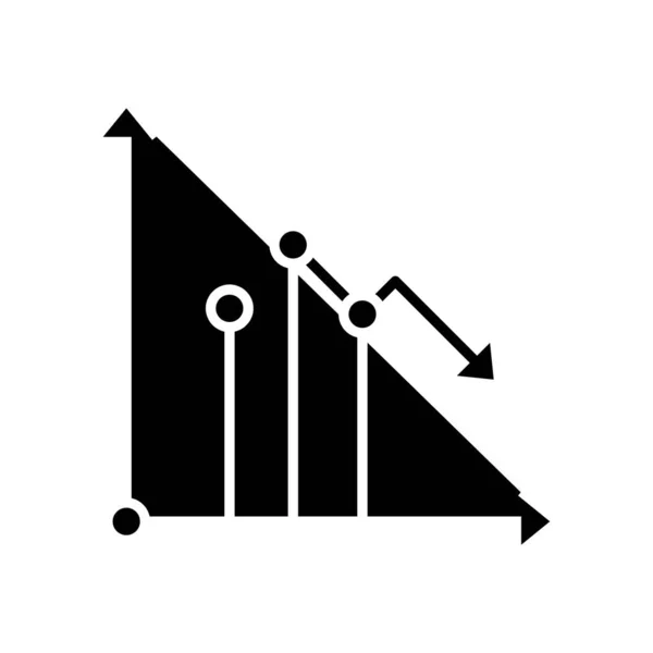 Decreasing data black icon, concept illustration, vector flat symbol, glyph sign. — Stock Vector