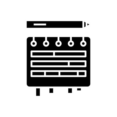 Düzenleme planları siyah simge, konsept illüstrasyon, vektör düz sembol, kabartma işareti.