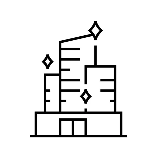 Bürogebäude Putzleinensymbol, Konzeptzeichen, Umrissvektorillustration, lineares Symbol. — Stockvektor