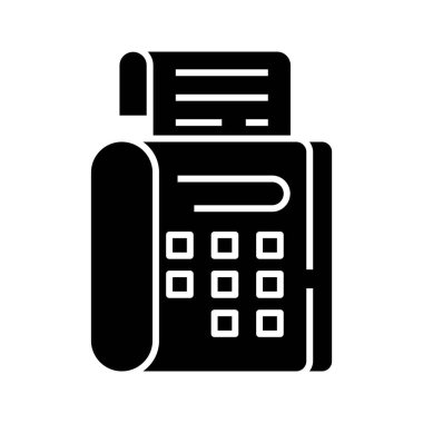 Faks siyah simgesi, konsept illüstrasyon, vektör düz sembol, kabartma işareti.