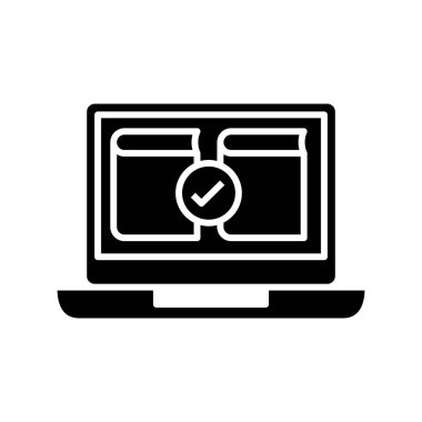 Electronic textbook black icon, concept illustration, vector flat symbol, glyph sign.