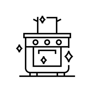 Oven cleaning line icon, concept sign, outline vector illustration, linear symbol.