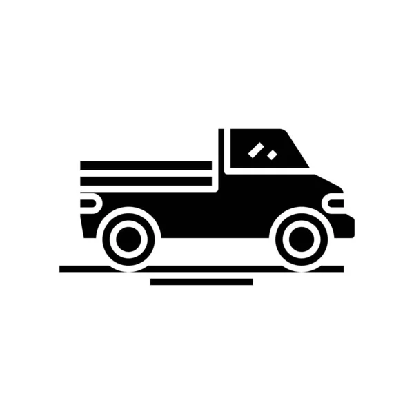 Delivery car black icon, concept illustration, vector flat symbol, glyph sign. — Stock Vector