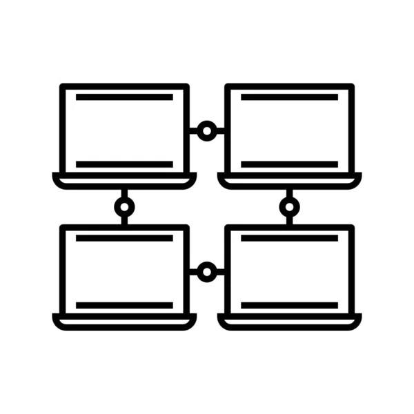 Network of computers line icon, concept sign, outline vector illustration, linear symbol. — Διανυσματικό Αρχείο