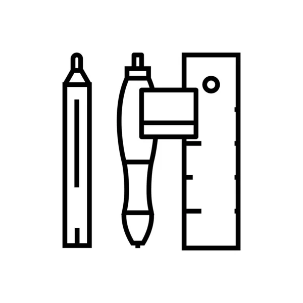 Strumenti per ufficio icona della linea, segno concettuale, illustrazione vettoriale del contorno, simbolo lineare . — Vettoriale Stock