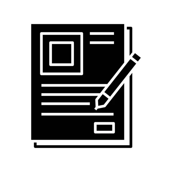 Esecuzione del documento icona nera, illustrazione concettuale, simbolo piatto vettoriale, segno di glifo . — Vettoriale Stock