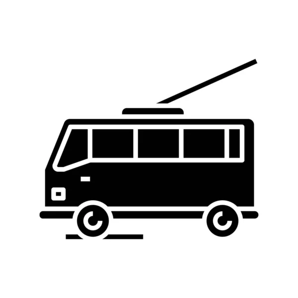 Electric trolley black icon, concept illustration, vector flat symbol, glyph sign. — Διανυσματικό Αρχείο