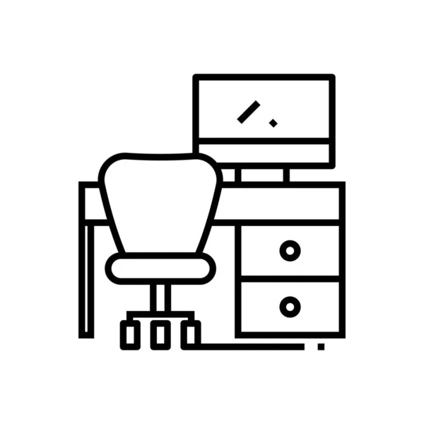 Office space line icon, concept sign, outline vector illustration, linear symbol. — ストックベクタ