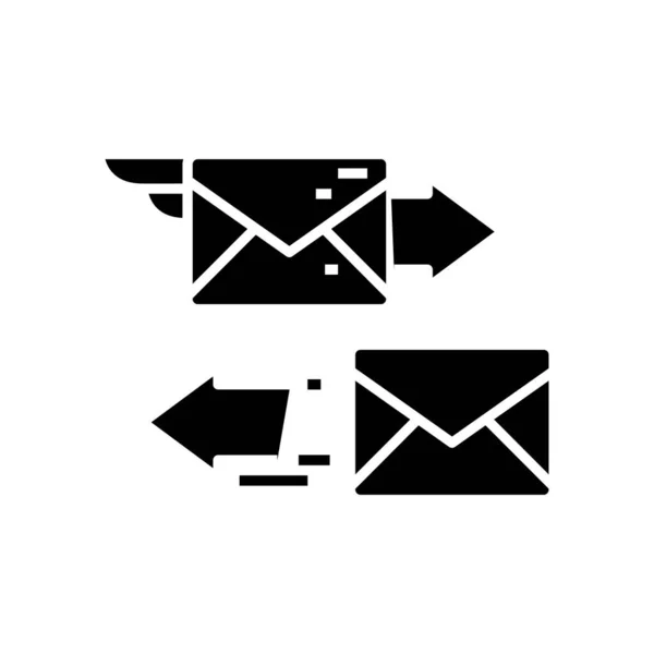 Icono negro de los correos electrónicos, ilustración del concepto, símbolo plano del vector, signo del glifo . — Vector de stock