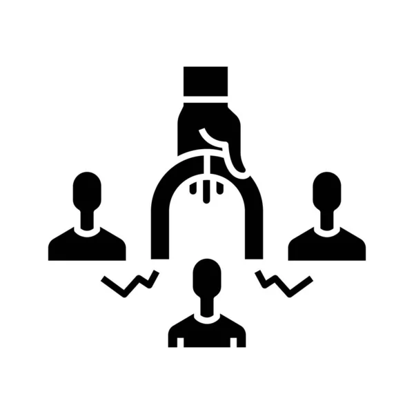 Employee attraction black icon, concept illustration, vector flat symbol, glyph sign. — Stock vektor
