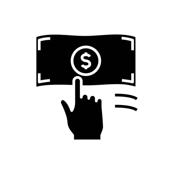 Earning money black icon, concept illustration, vector flat symbol, glyph sign. — Διανυσματικό Αρχείο