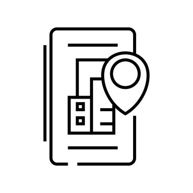 Office location line icon, concept sign, outline vector illustration, linear symbol.
