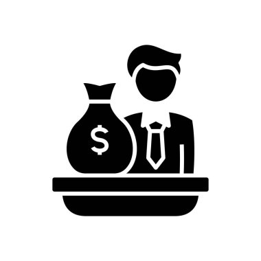 Earning money black icon, concept illustration, vector flat symbol, glyph sign.