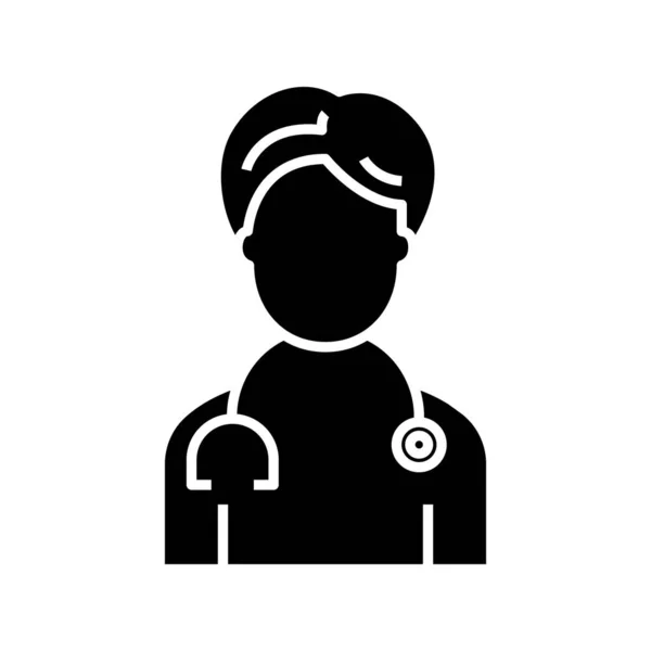 Doctor black icon, concept illustration, vector flat symbol, glyph sign. — Stock vektor