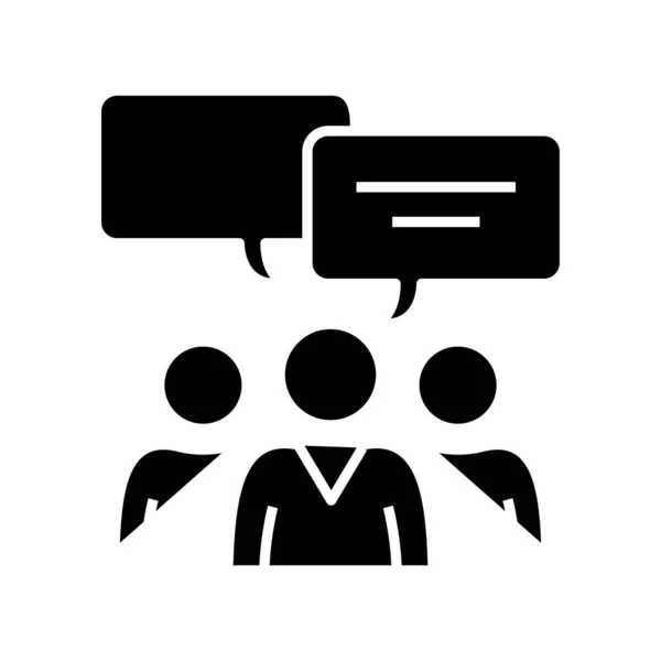 Exchange of opinions black icon, concept illustration, vector flat symbol, glyph sign. — Stockvector