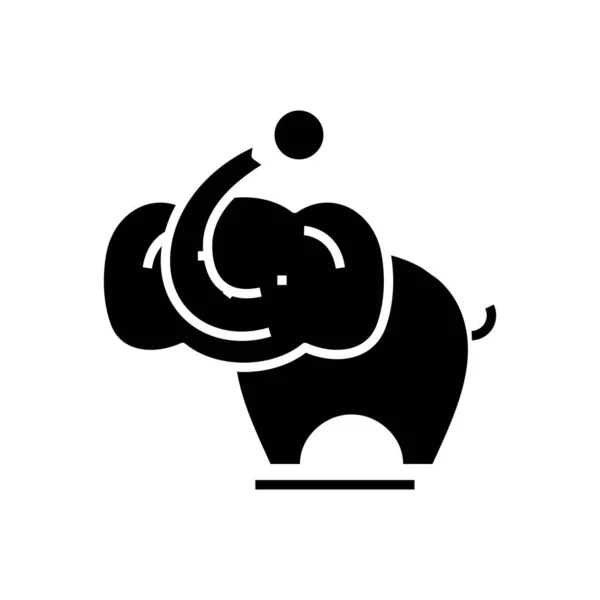 Elefante dressage icono negro, concepto de ilustración, vector de símbolo plano, signo de glifo . — Vector de stock