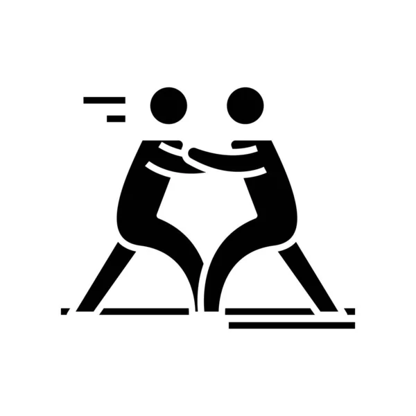 Fighting people black icon, concept illustration, vector flat symbol, glyph sign. — Wektor stockowy