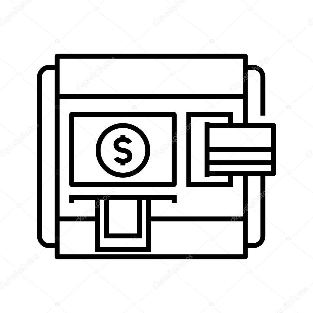 Money purse line icon, concept sign, outline vector illustration, linear symbol.