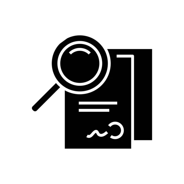 Dokument svart ikon, begrepp illustration, vektor platt symbol, glyf tecken. — Stock vektor