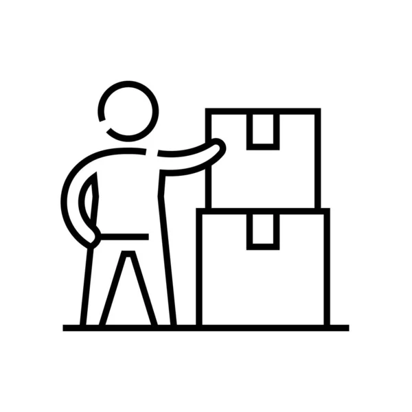 Packing up for moving line icon, concept sign, outline vector illustration, linear symbol. — 图库矢量图片