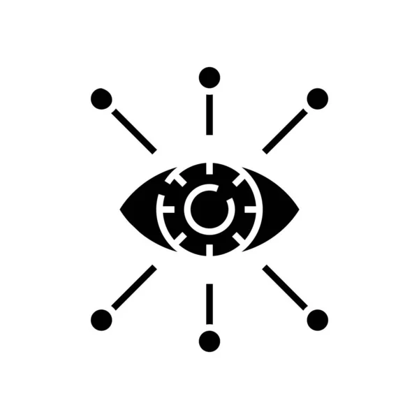 Černá ikona elektronického vidění, koncept ilustrace, vektorový plochý symbol, znak glyfu. — Stockový vektor