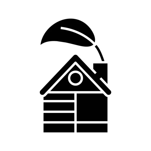 Eco home czarna ikona, ilustracja koncepcyjna, wektor płaski symbol, znak glifu. — Wektor stockowy