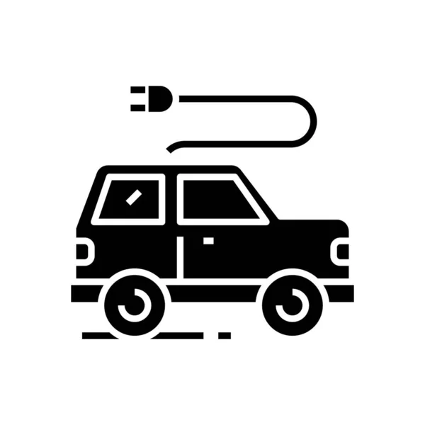Elektroauto schwarzes Symbol, Konzeptillustration, Vektor flaches Symbol, Glyphen-Zeichen. — Stockvektor